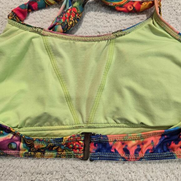 Protokolo Swimwear Abstract Print Beaded Bikini Top Size M Boho Hippie - Picture 6 of 10